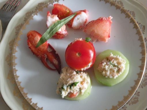  crudités, crabe, tomate, concombre